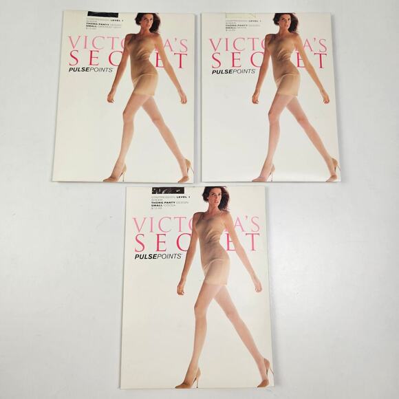 NEW Victoria's Secret PulsePoints S Level 1 Thong Panty Navy Brown White - Picture 2 of 7